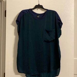 Sixten Green and Royal Blue Blouse EUC
